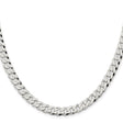 925 White Gold 7 mm Curb Chain Necklace, Polished