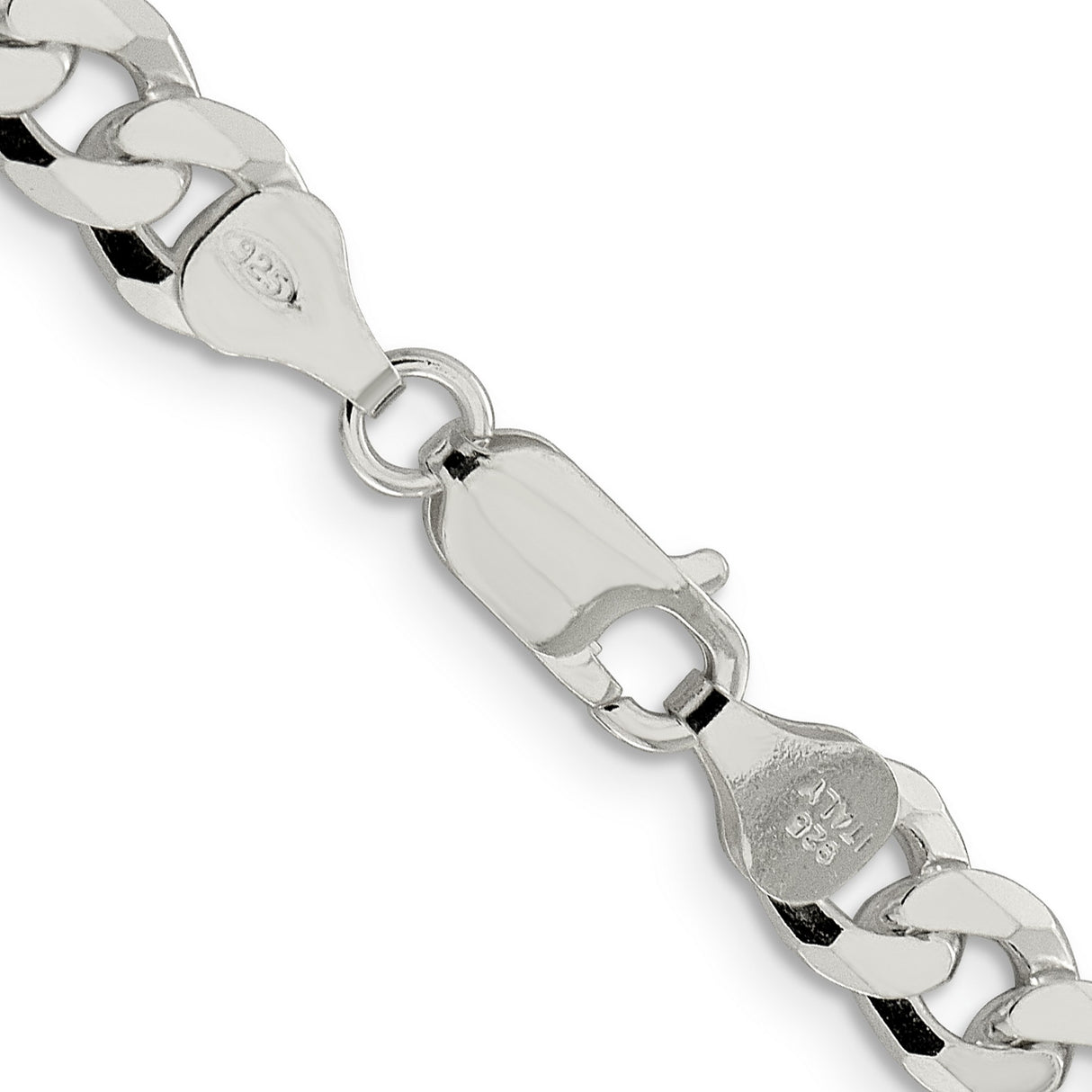 925 White Gold 7 mm Curb Chain Necklace, Polished alternate angle