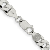 925 White Gold 7 mm Curb Chain Necklace, Polished alternate angle