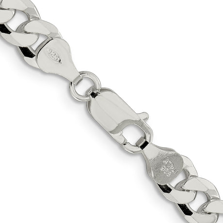 925 White Gold 7 mm Curb Chain Necklace, Polished alternate angle