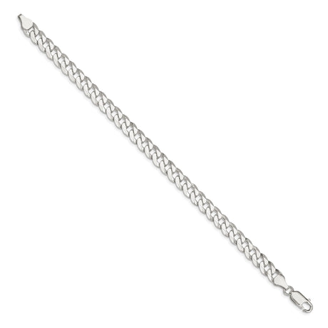 925 White Gold 7 mm Curb Chain Bracelet, Polished