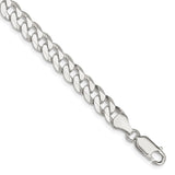 925 White Gold 7 mm Curb Chain Anklet, Polished shown for scale