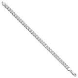 925 White Gold 7 mm Curb Chain Anklet, Polished