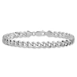 925 White Gold 7 mm Curb Chain Anklet, Polished alternate angle