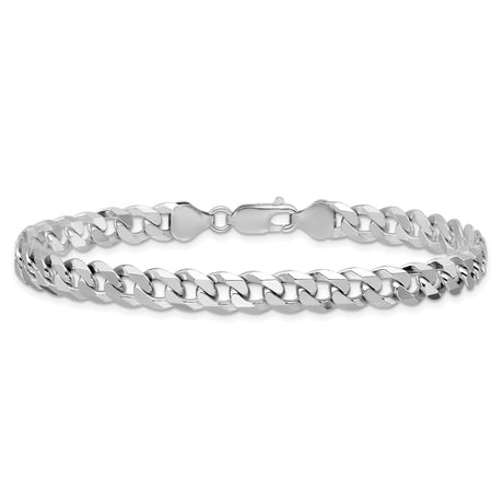 925 White Gold 7 mm Curb Chain Bracelet, Polished alternate angle