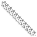 925 White Gold 7 mm Curb Chain Necklace, Polished detail view