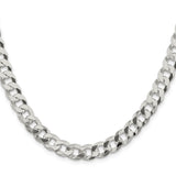 925 White Gold 8.5 mm Curb Chain Necklace, Polished