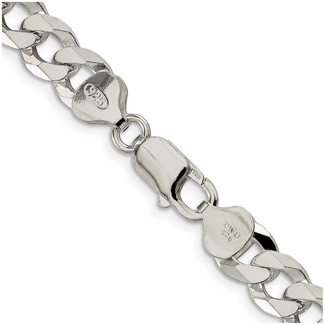 925 White Gold 8.5 mm Curb Chain Necklace, Polished alternate angle
