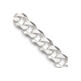 925 White Gold 8.5 mm Curb Chain Necklace, Polished detail view