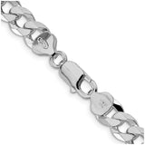 925 White Gold 8.5 mm Curb Chain Necklace, Polished alternate angle