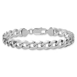 925 White Gold 8.5 mm Curb Chain Bracelet, Polished alternate angle