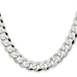 925 White Gold 10.6 mm Curb Chain Necklace, Polished