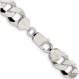 925 White Gold 10.6 mm Curb Chain Necklace, Polished alternate angle