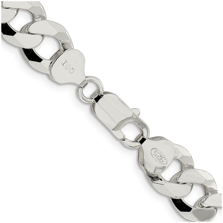 925 White Gold 10.6 mm Curb Chain Necklace, Polished alternate angle