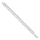 925 White Gold 10.6 mm Curb Chain Bracelet, Polished