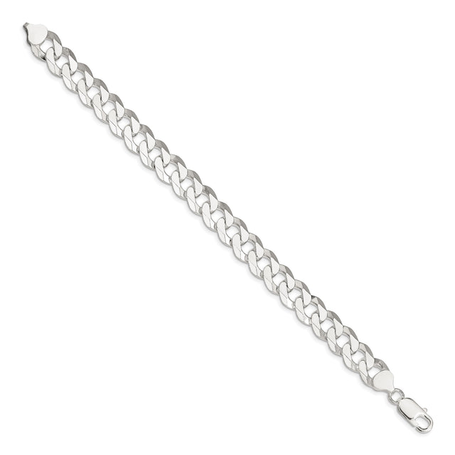 925 White Gold 10.6 mm Curb Chain Bracelet, Polished