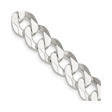 925 White Gold 10.6 mm Curb Chain Necklace, Polished detail view