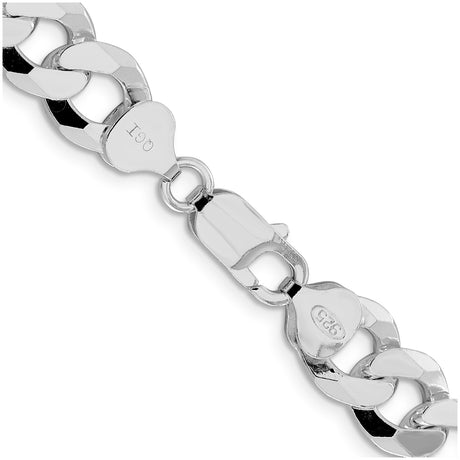 925 White Gold 10.6 mm Curb Chain Necklace, Polished alternate angle