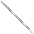 925 White Gold 10.6 mm Curb Chain Anklet, Polished