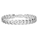 925 White Gold 10.6 mm Curb Chain Anklet, Polished alternate angle