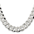 925 White Gold 12.3 mm Curb Chain Necklace, Polished