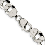 925 White Gold 12.3 mm Curb Chain Necklace, Polished alternate angle