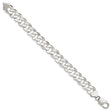925 White Gold 12.3 mm Curb Chain Anklet, Polished