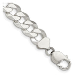 925 White Gold 12.3 mm Curb Chain Anklet, Polished shown for scale