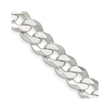 925 White Gold 12.3 mm Curb Chain Necklace, Polished detail view