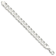 925 White Gold 13 mm Curb Chain Anklet, Polished