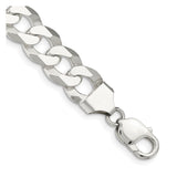 925 White Gold 13 mm Curb Chain Anklet, Polished shown for scale