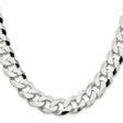 925 White Gold 14 mm Curb Chain Necklace, Polished