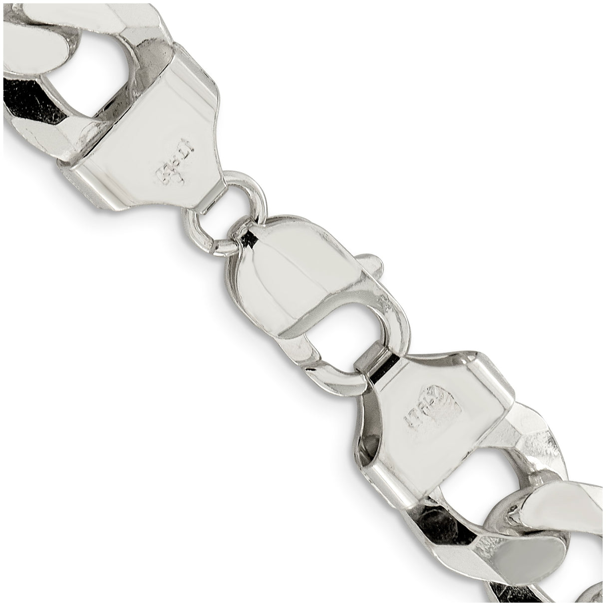 925 White Gold 14 mm Curb Chain Necklace, Polished alternate angle
