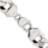 925 White Gold 14 mm Curb Chain Necklace, Polished alternate angle