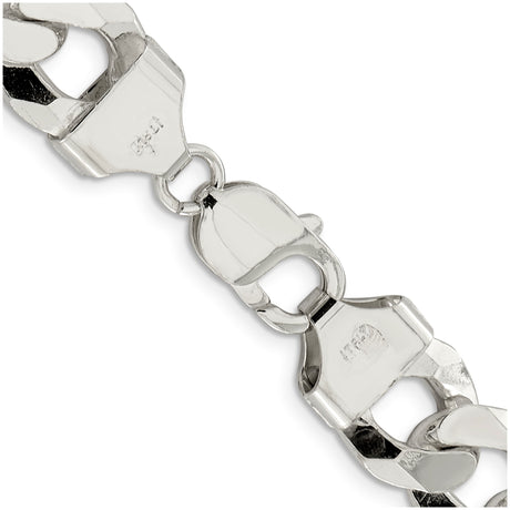 925 White Gold 14 mm Curb Chain Necklace, Polished alternate angle