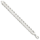 925 White Gold 14 mm Curb Chain Anklet, Polished