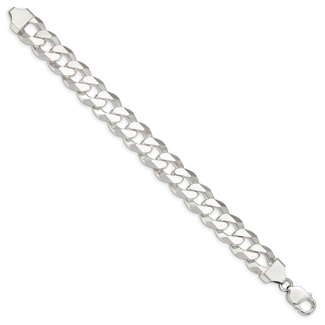 925 White Gold 14 mm Curb Chain Anklet, Polished