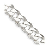 925 White Gold 14 mm Curb Chain Necklace, Polished detail view