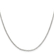 925 White Gold 2 mm Polished Chain Necklace, Solid