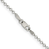 925 White Gold 2 mm Polished Chain Necklace, Solid alternate angle