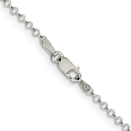 925 White Gold 2 mm Polished Chain Necklace, Solid alternate angle