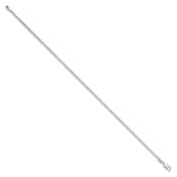 925 White Gold 2 mm Polished Chain Anklet, Solid
