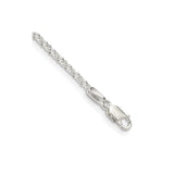 925 White Gold 2 mm Polished Chain Anklet, Solid shown for scale