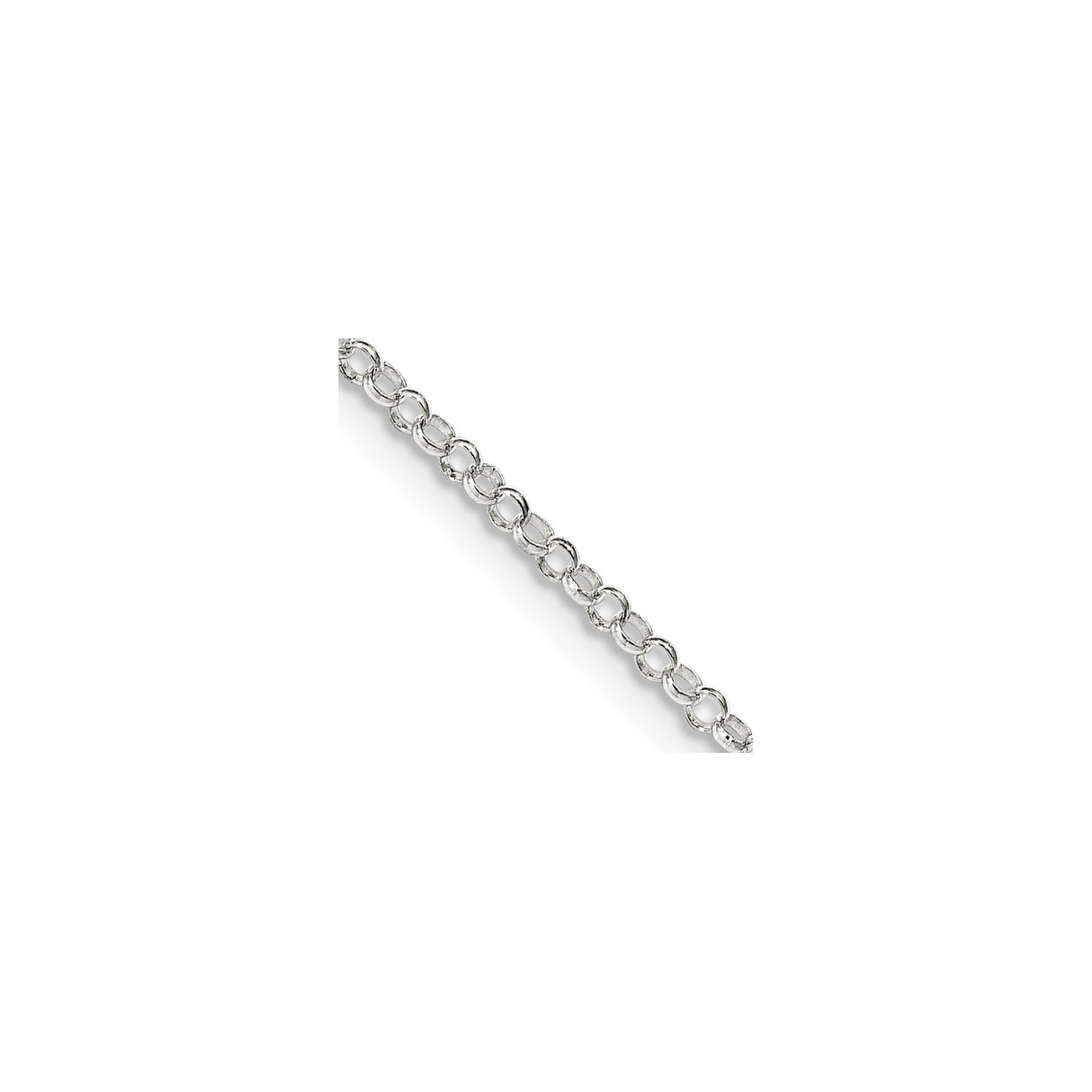 925 White Gold 2 mm Polished Chain Necklace, Solid alternate angle