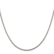 925 White Gold 2 mm Rope Chain Necklace, Polished