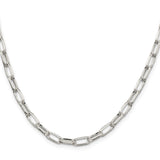 925 White Gold 5 mm Polished Chain Necklace, Solid