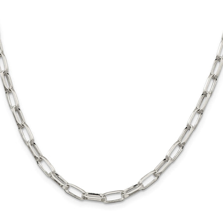 925 White Gold 5 mm Polished Chain Necklace, Solid
