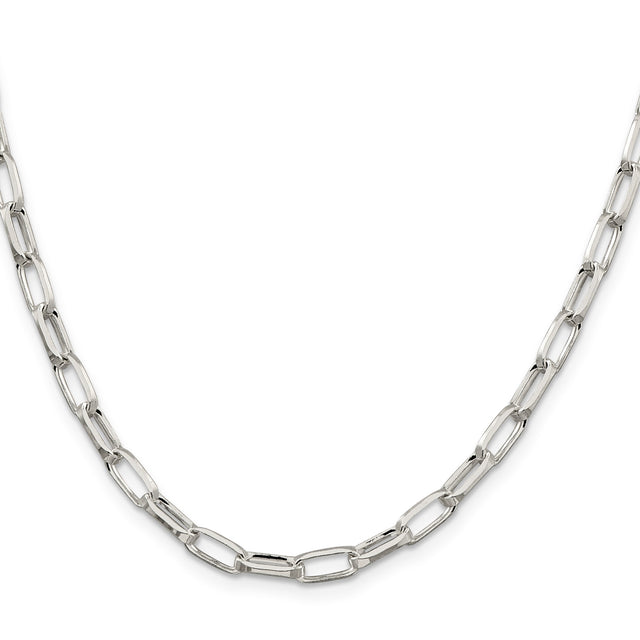 925 White Gold 5 mm Polished Chain Necklace, Solid
