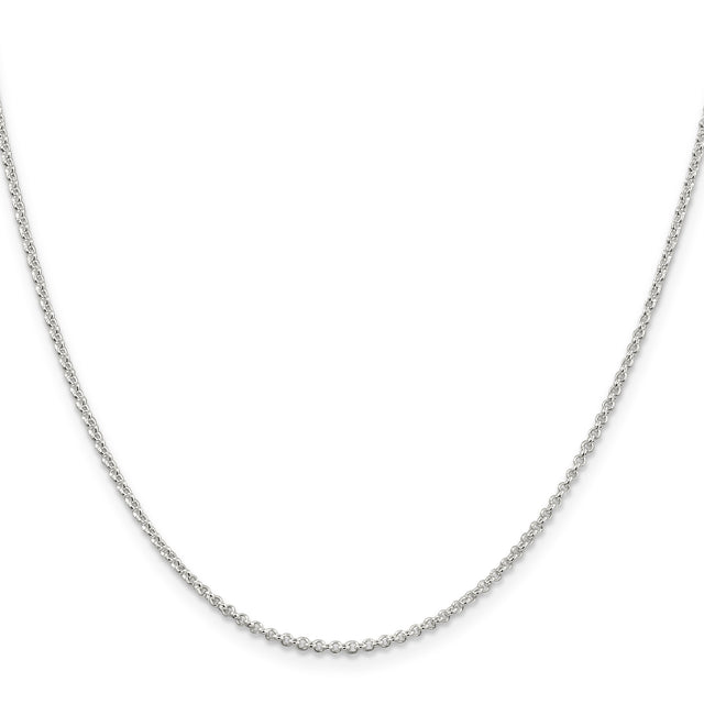 925 White Gold 1.5 mm Polished Chain Necklace, Solid