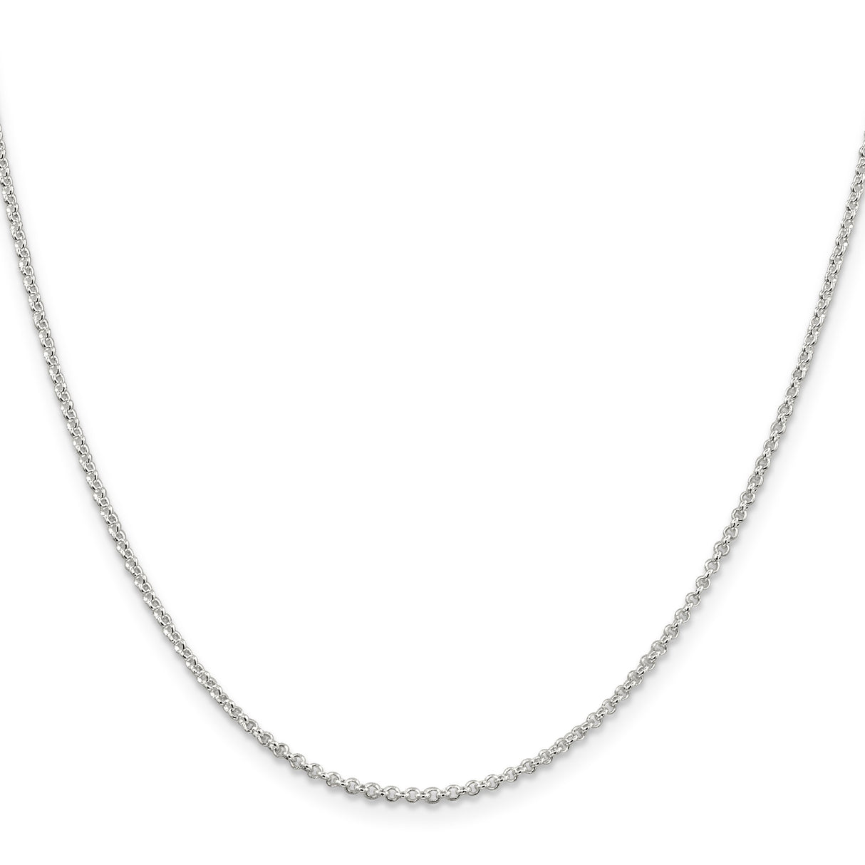 925 White Gold 1.5 mm Polished Chain Necklace, Solid